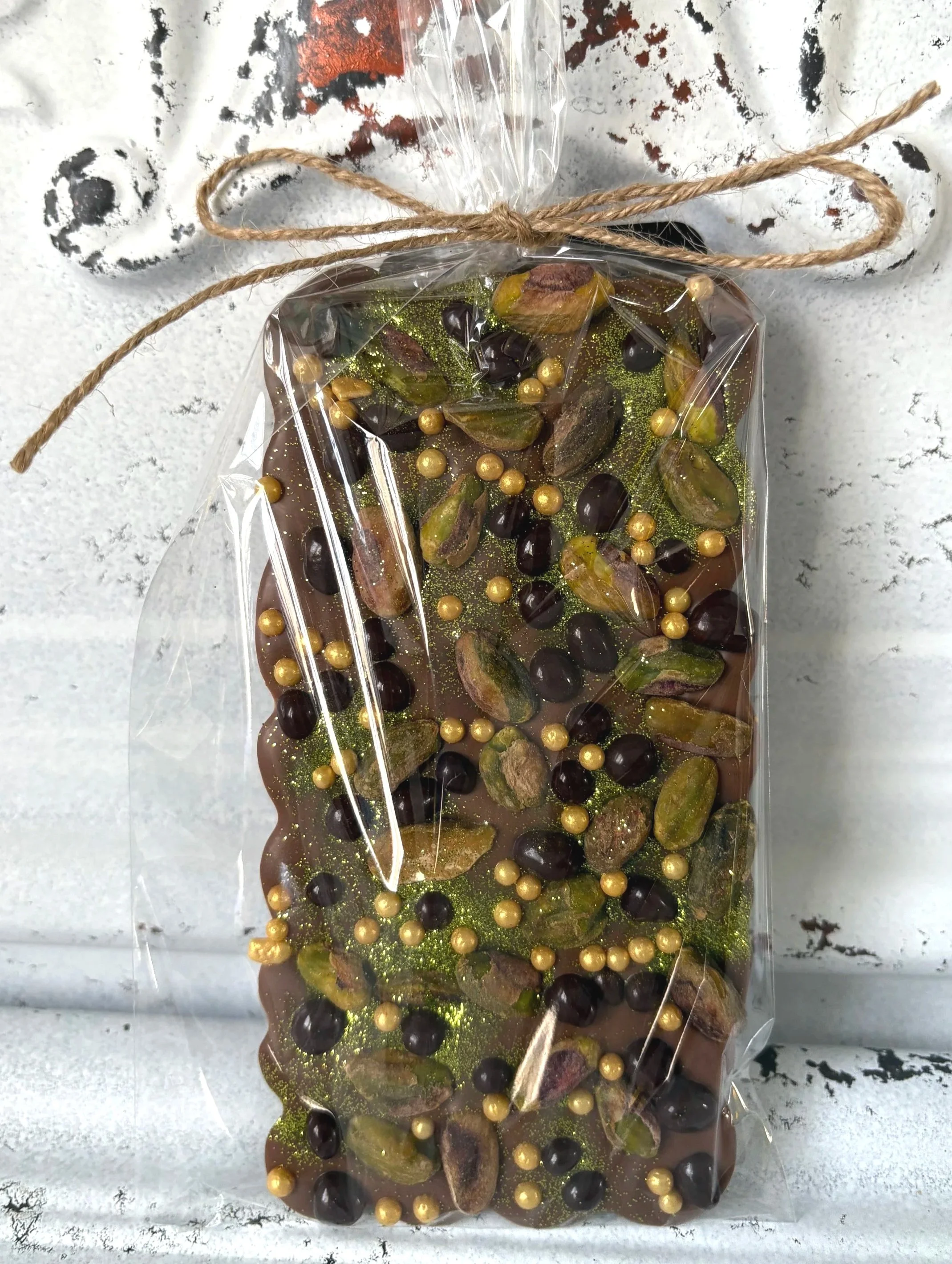 Chocolate Pistachio Large Cheeky Mama Artisanal Belgian Chocolate Bar