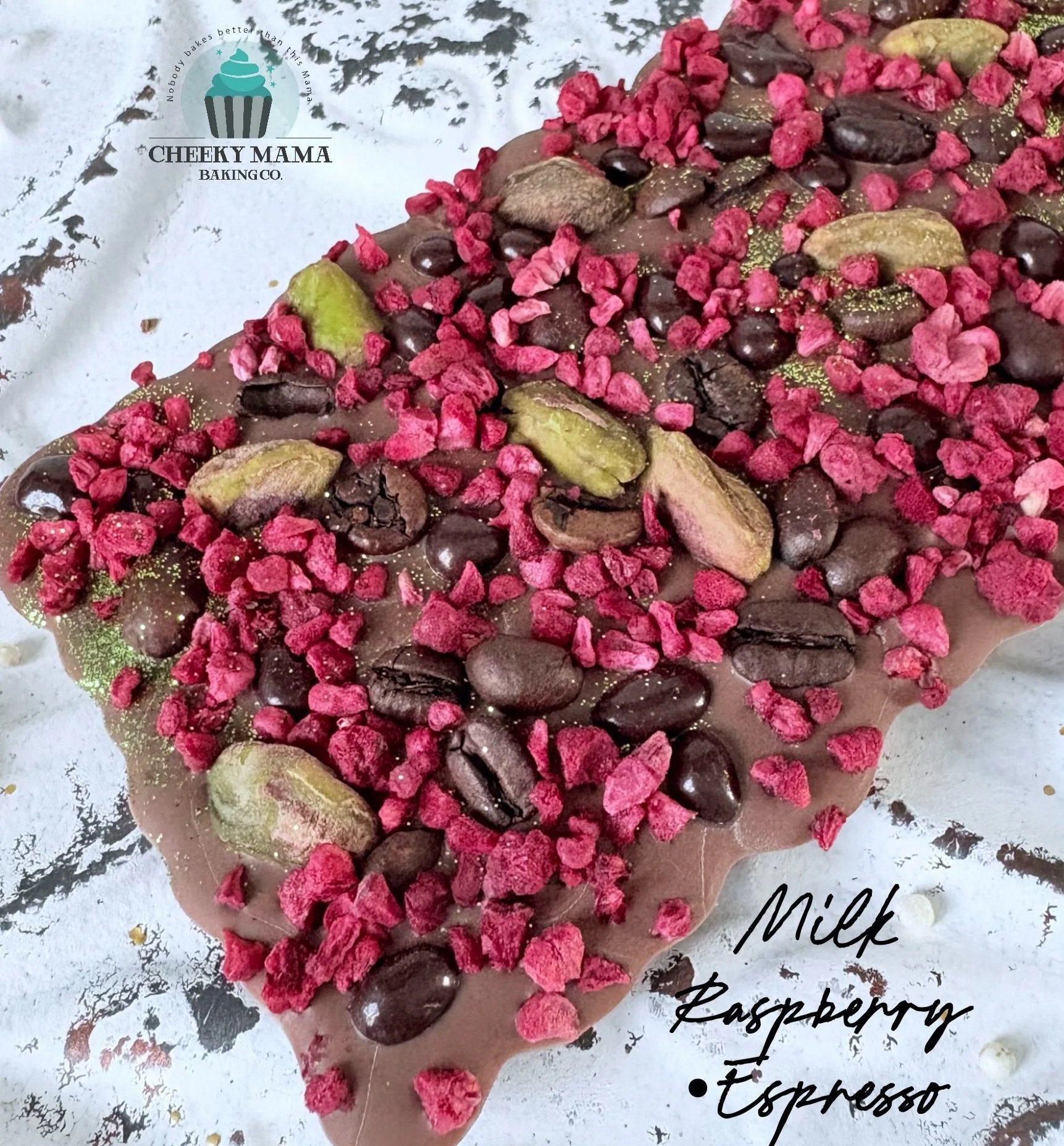 Cheeky Mama Baking Co. Raspberry-Espresso Artisanal Belgian Chocolate Bar