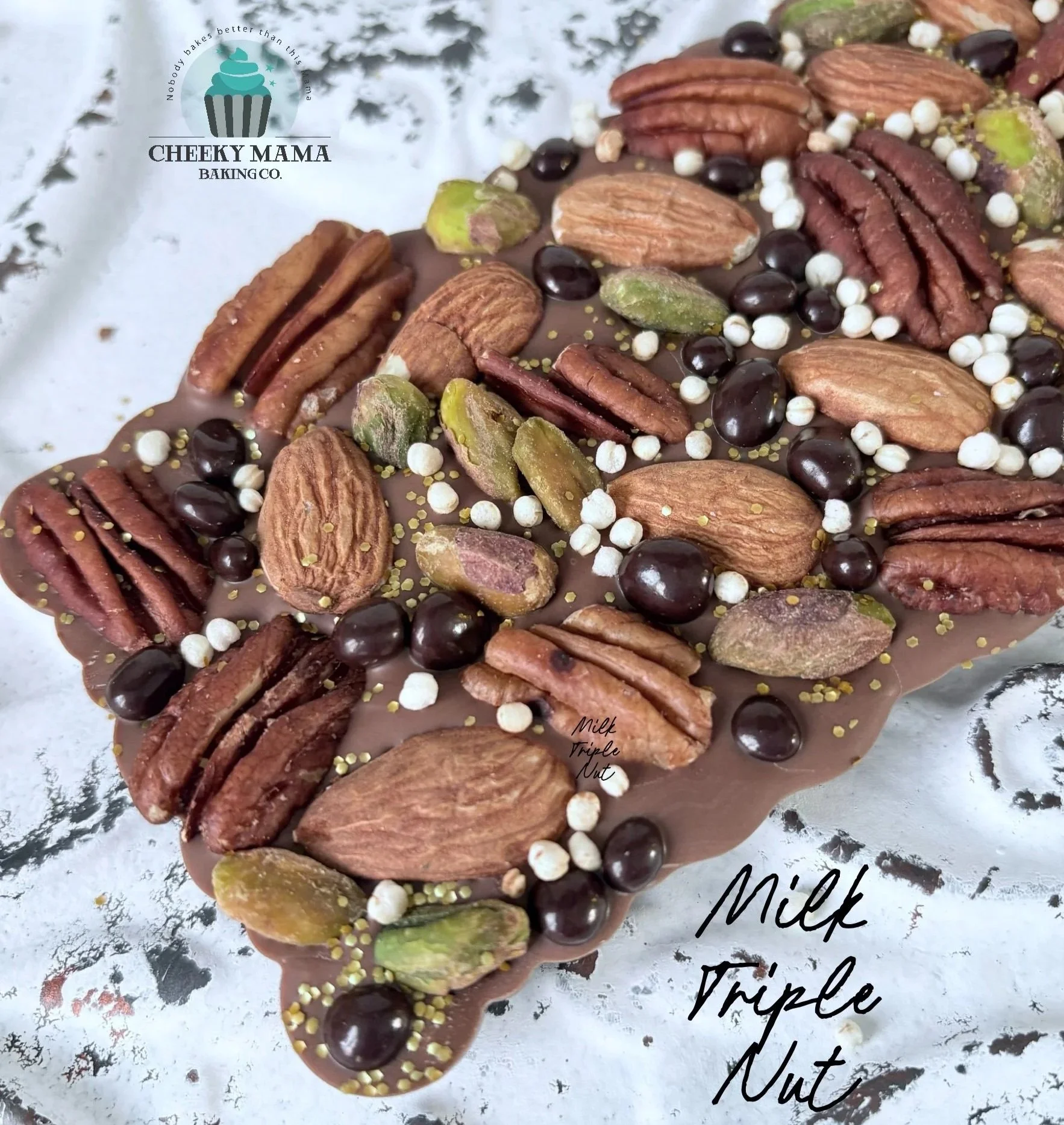 Cheeky Mama Baking Co. Triple Nut Artisanal Belgian Chocolate Bar