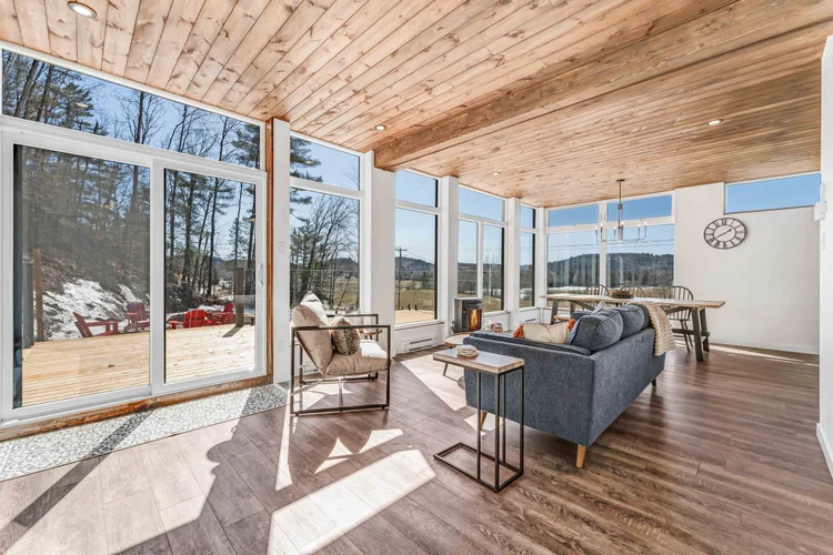 Living room with timber ceiling photographed by NVISION 3D