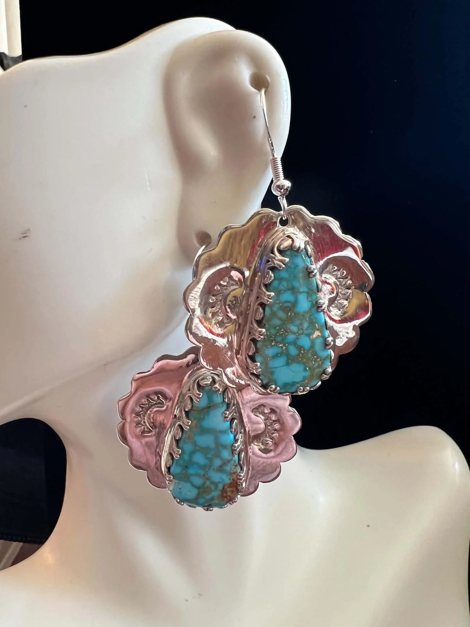 Genuine American Mined Turquoise  Earrings