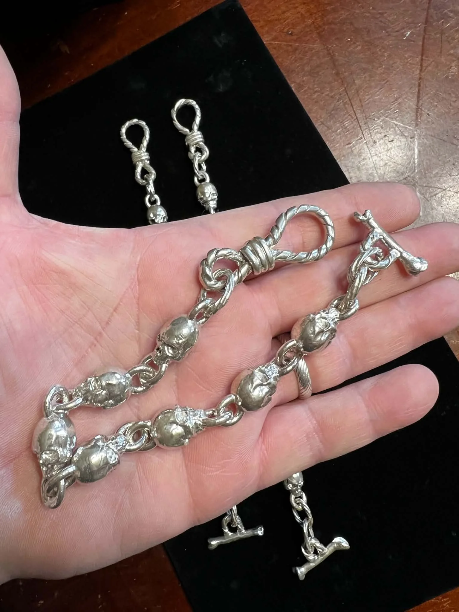 Sterling Silver Skull Link Chain Bracelets