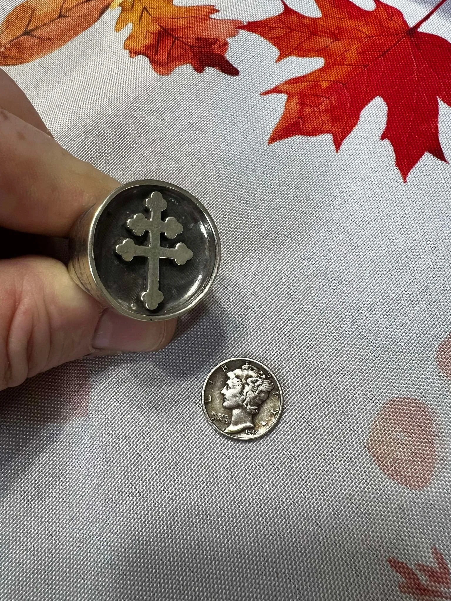 Sterling Silver "Cross of Lorraine" Ring