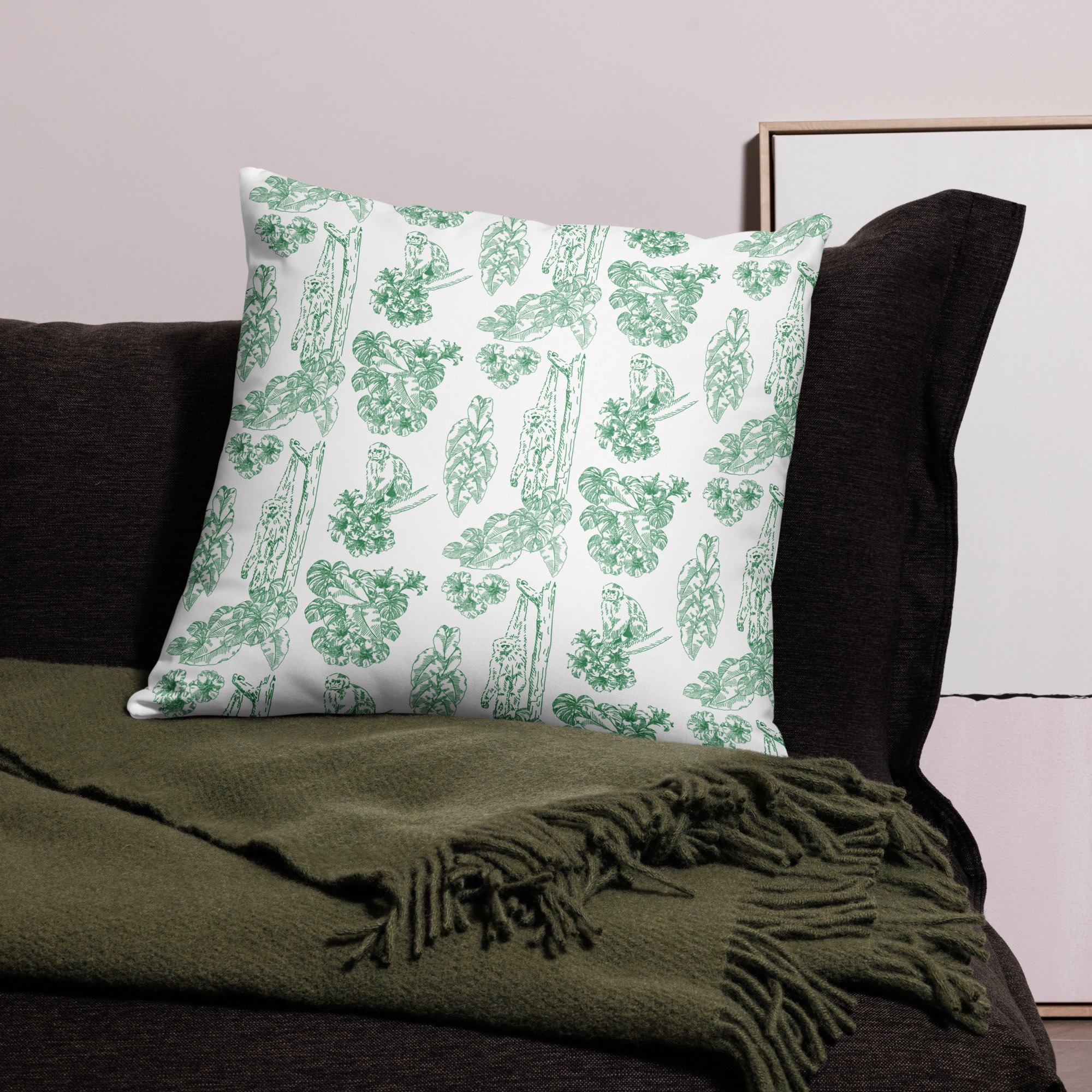 Toile de Jungle Throw Pillow