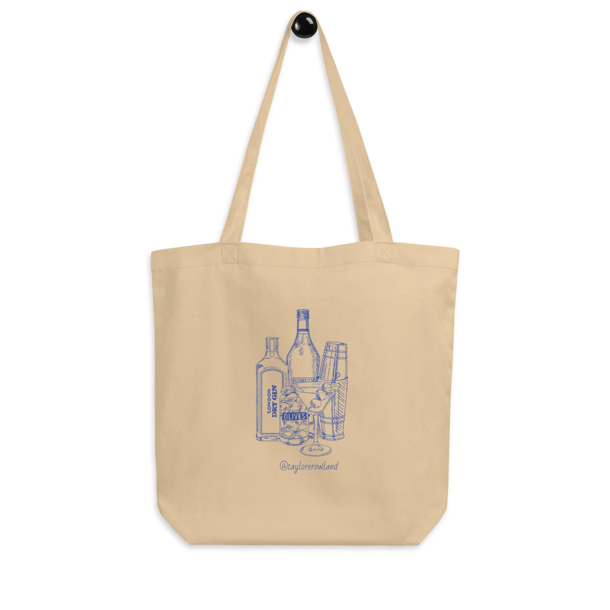 Martini Illustration in Blue Tote Bag