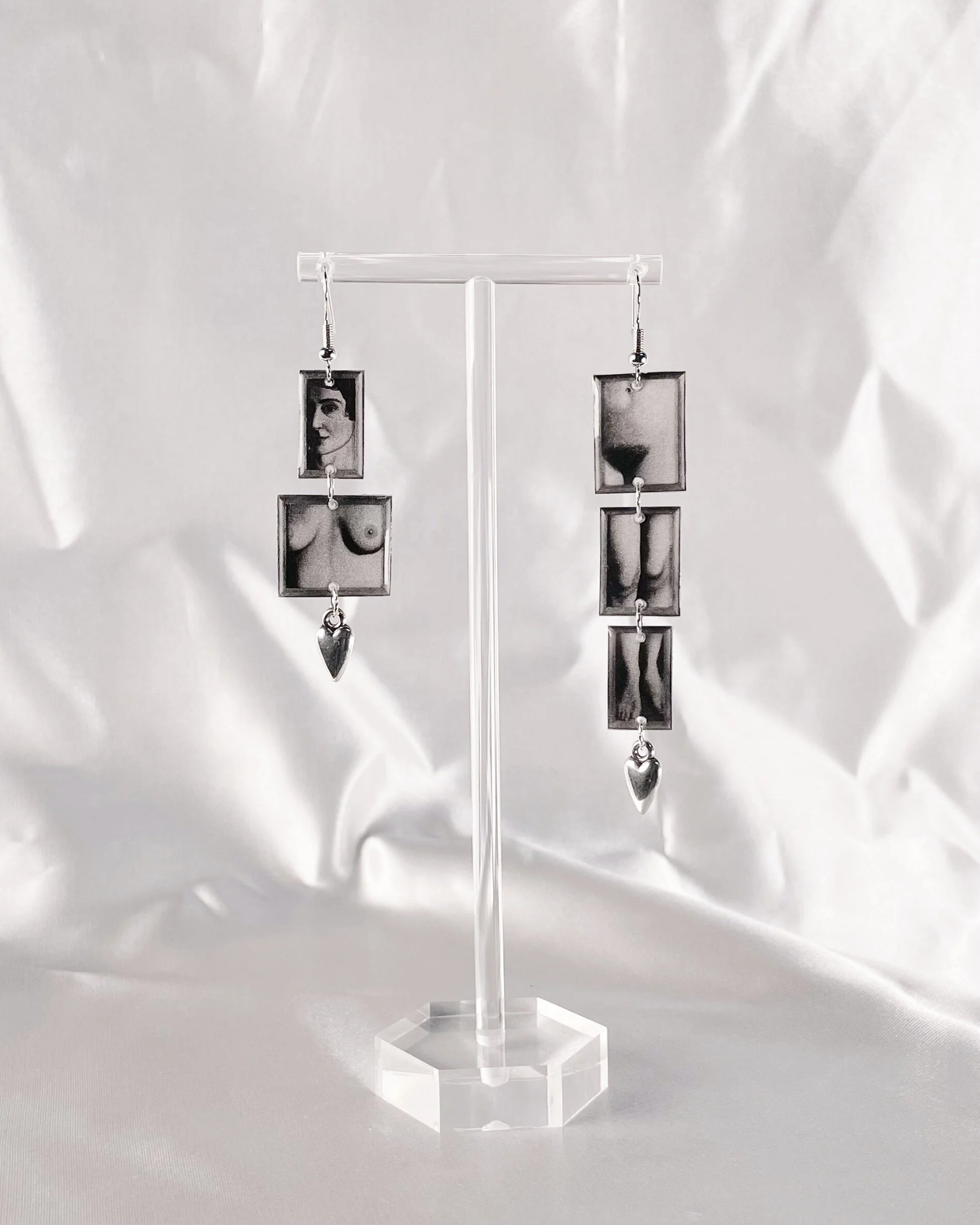 Éternelle en Grise Earrings ✶ Fishhooks with Heart Charms