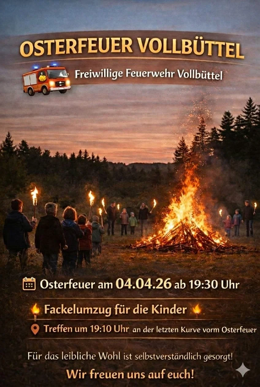 Osterfeuer in Vollbüttel + Fackelumzug für die Kinder