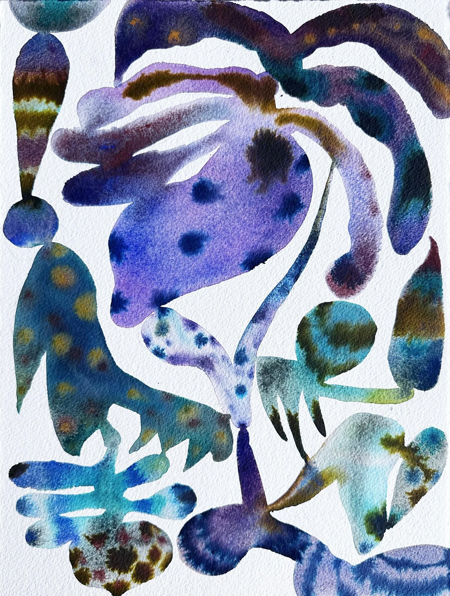 "Velvet Bloom 6" 16 x 12 in. Watercolor and Ink