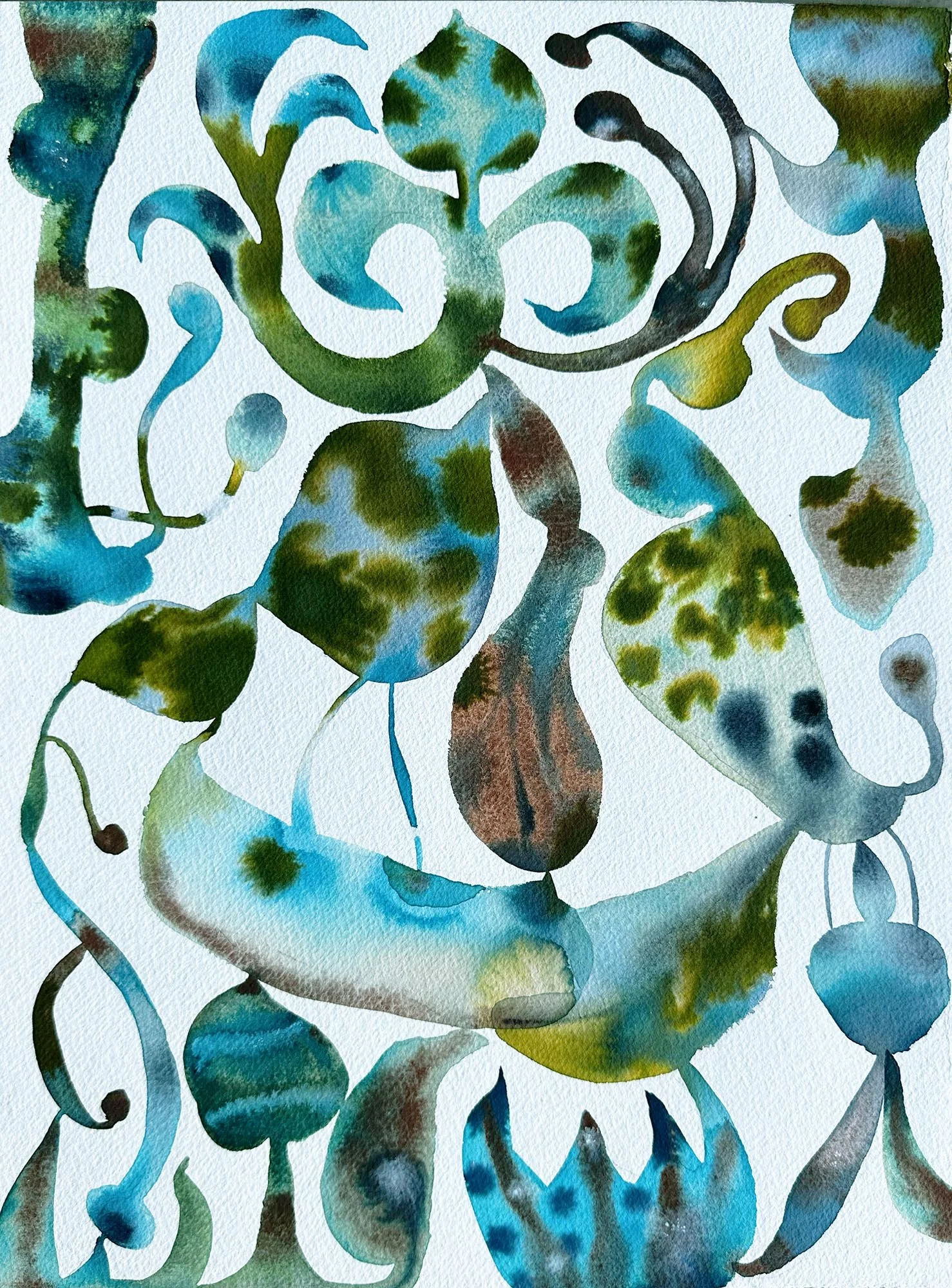 "Sapphire Blue Stars 3" 16 x12 in. Watercolor and Ink