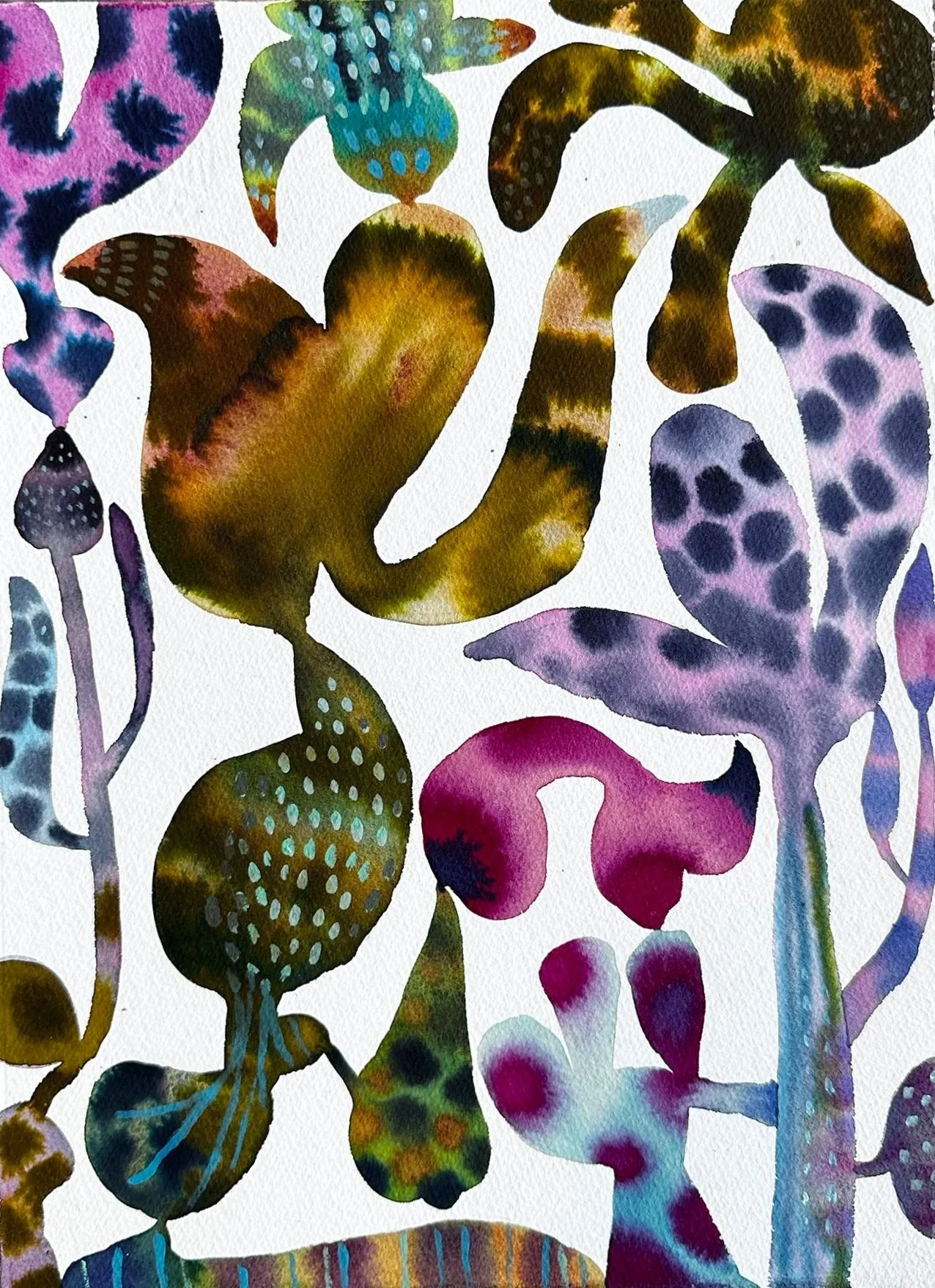 "Rooted Rhythms 11" 16 x 12 in. Watercolor and Ink