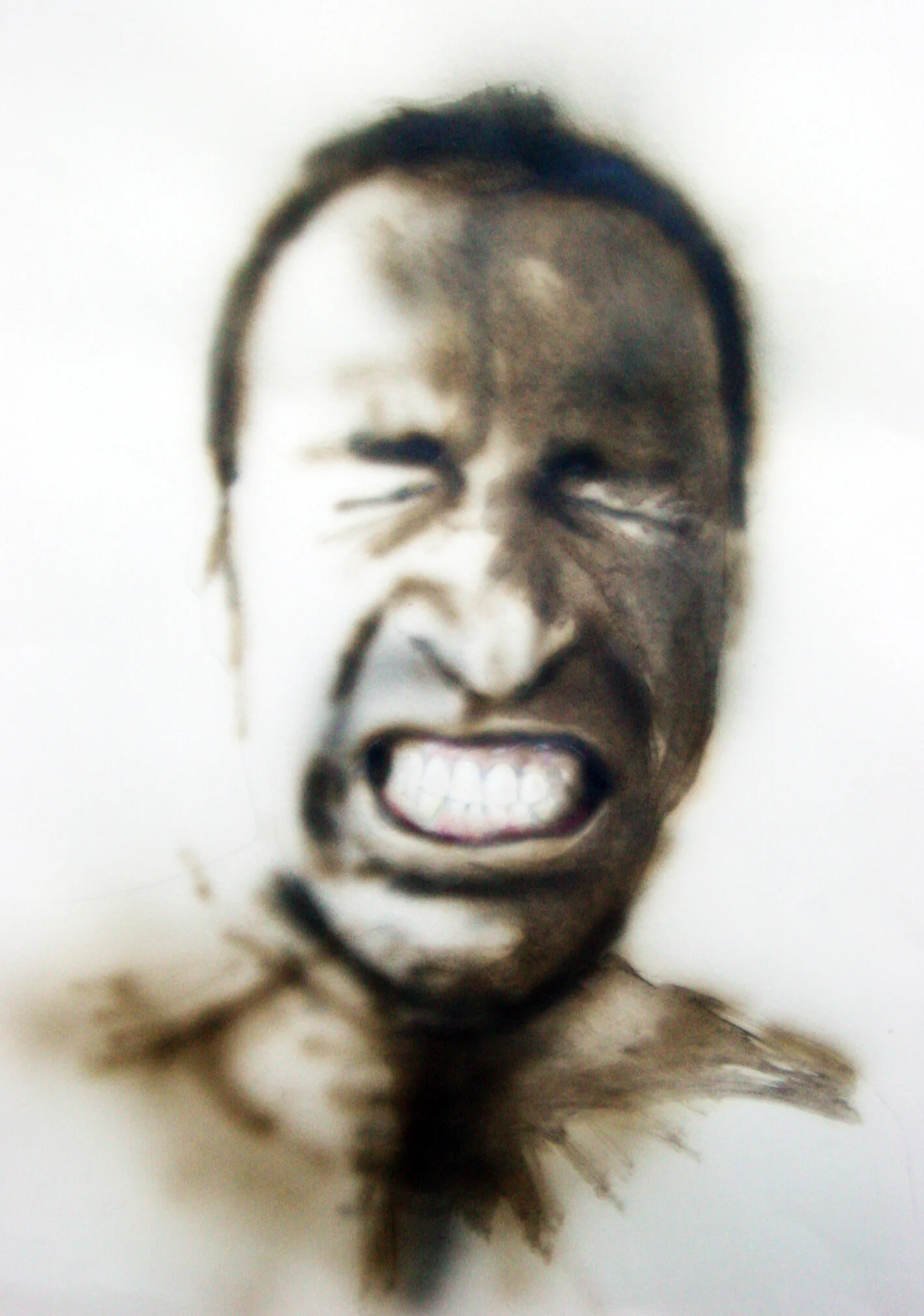 Autoportrait - Huile sur papier, 60 x 35 cm - Exposition collective à la galerie Ô quai des arts à Vevey - 2008