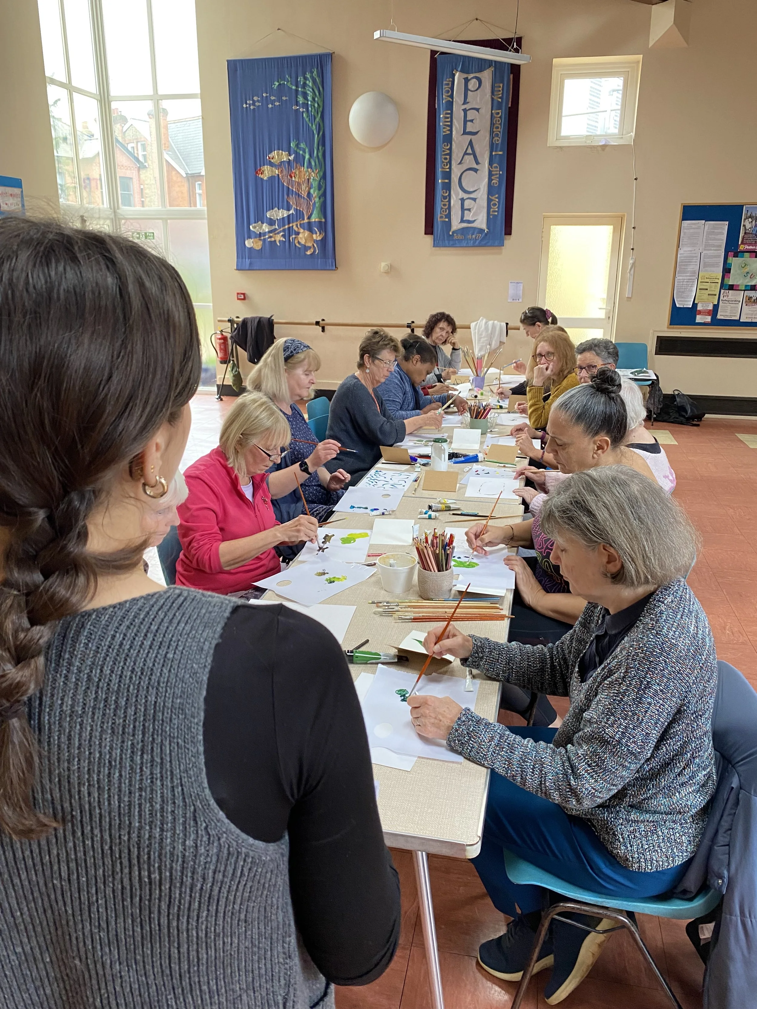 Collaborative drawing workshop, Zumba Gold. Teddington. 2024