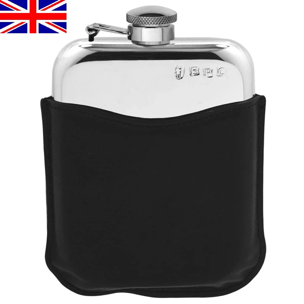 Top Shelf Flasks 8oz Stainless Steel Hip Flask - Leak Proof Screw Cap, Powder Coated Black, Great For Engraving