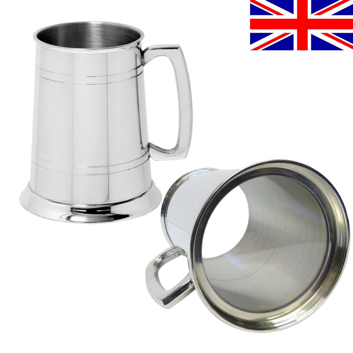 Personalised with Free Engraving English Pewter Company 1 Pint Pewter Tankard Glass Bottom Base EP001GB 