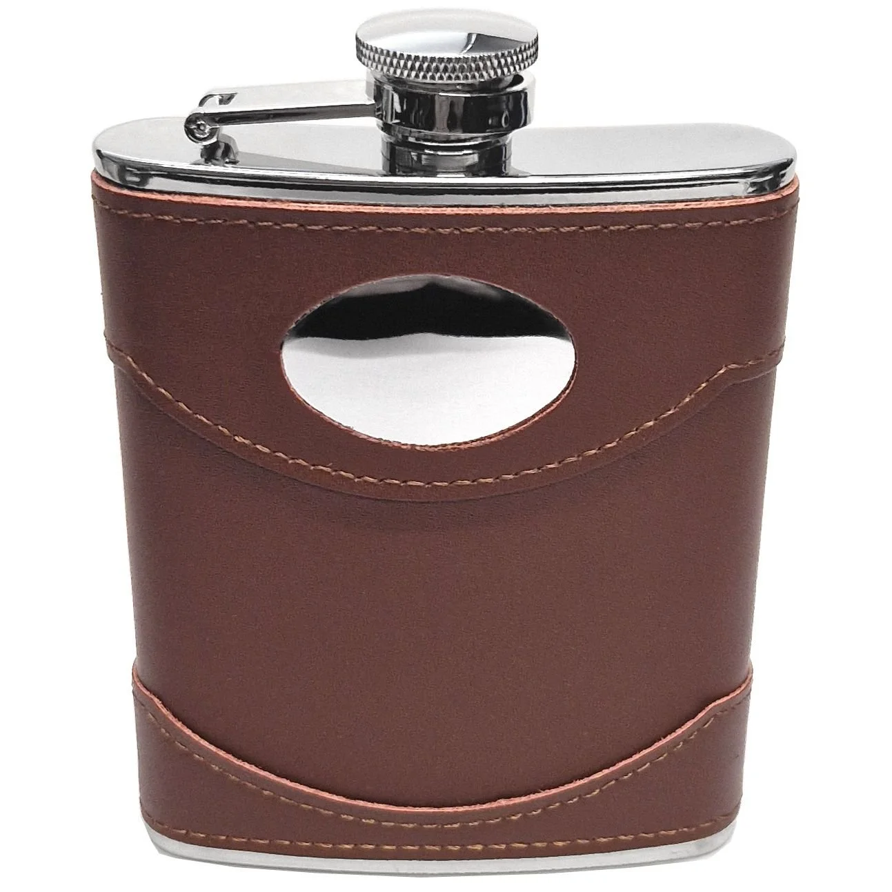 World's Best Contadino 6oz pelle Sintetica Hip Flask Marroncino
