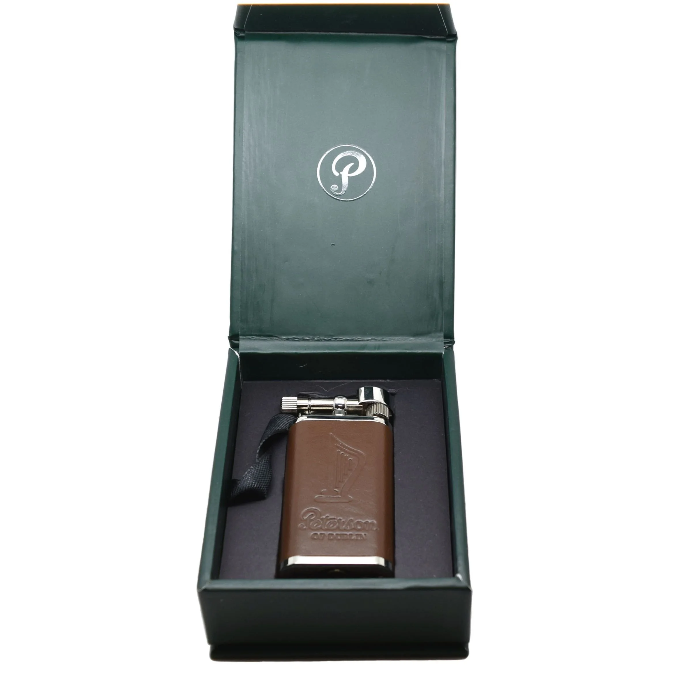 white-2023 Peterson Pipe Lighter Brown Harp Box.JPG