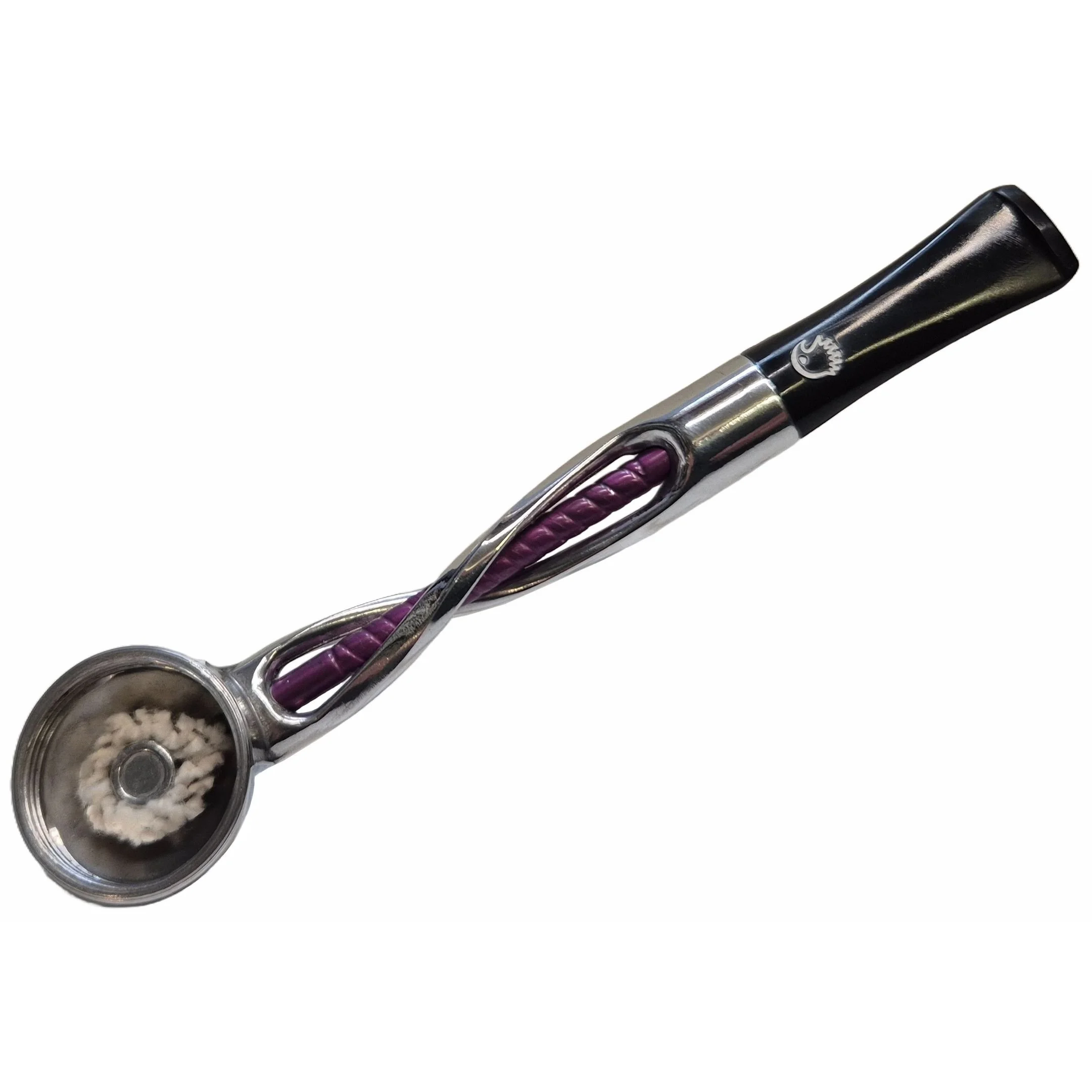Falcon Special 'Shillelagh' Multicoloured Twisted Straight Pipe Stem Chrome and Purple