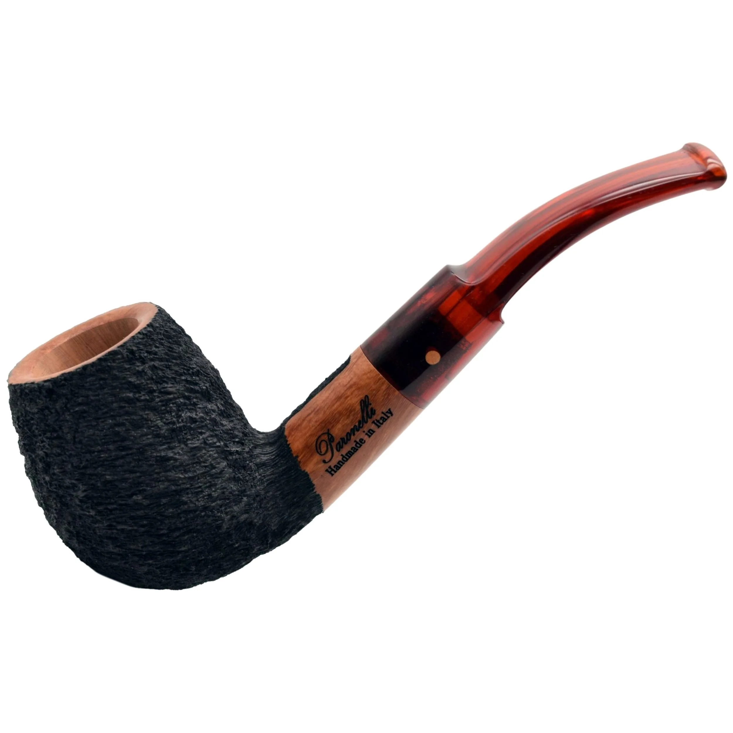 white-Paronelli Contatto Black Sandblast Bent Biliard Orange Stem 01.JPG