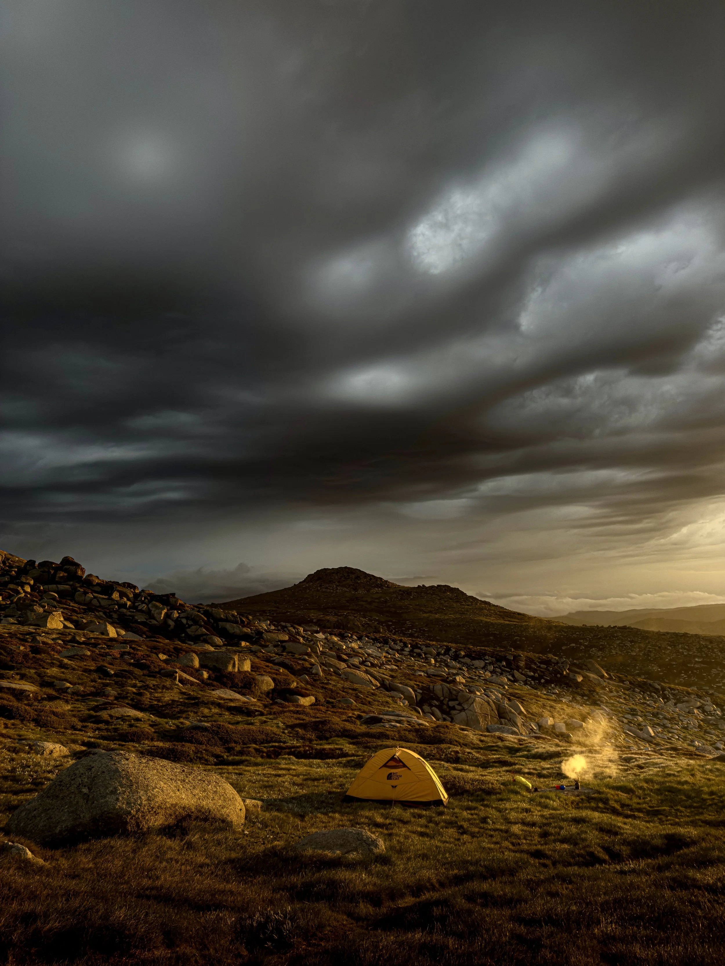 Morning camp,  Main Range of the Snowy Mountains in Kosciuszko National Park