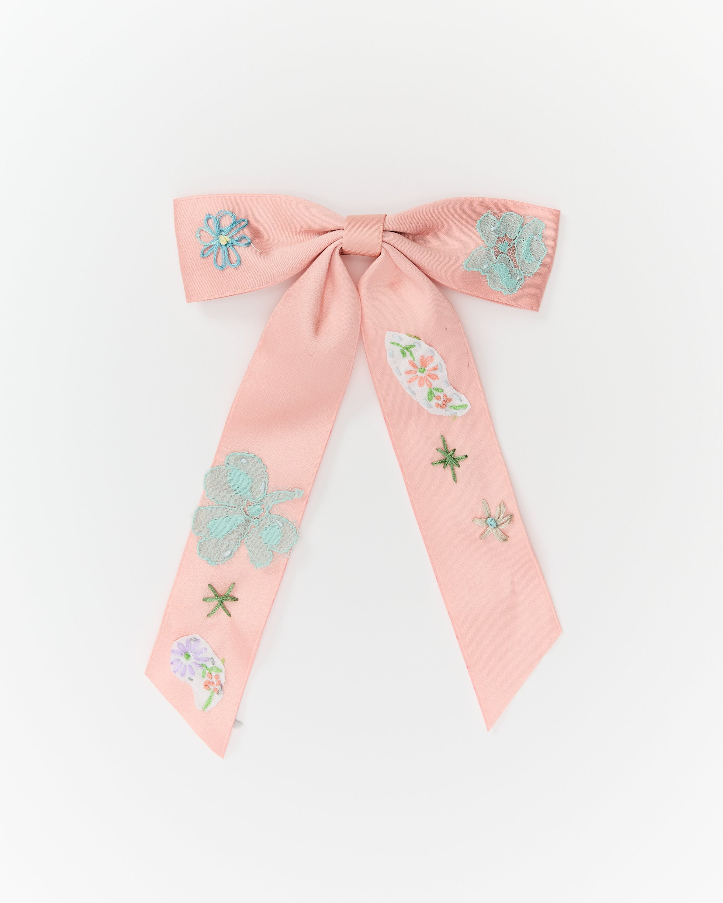 Pink Embroidered Bow