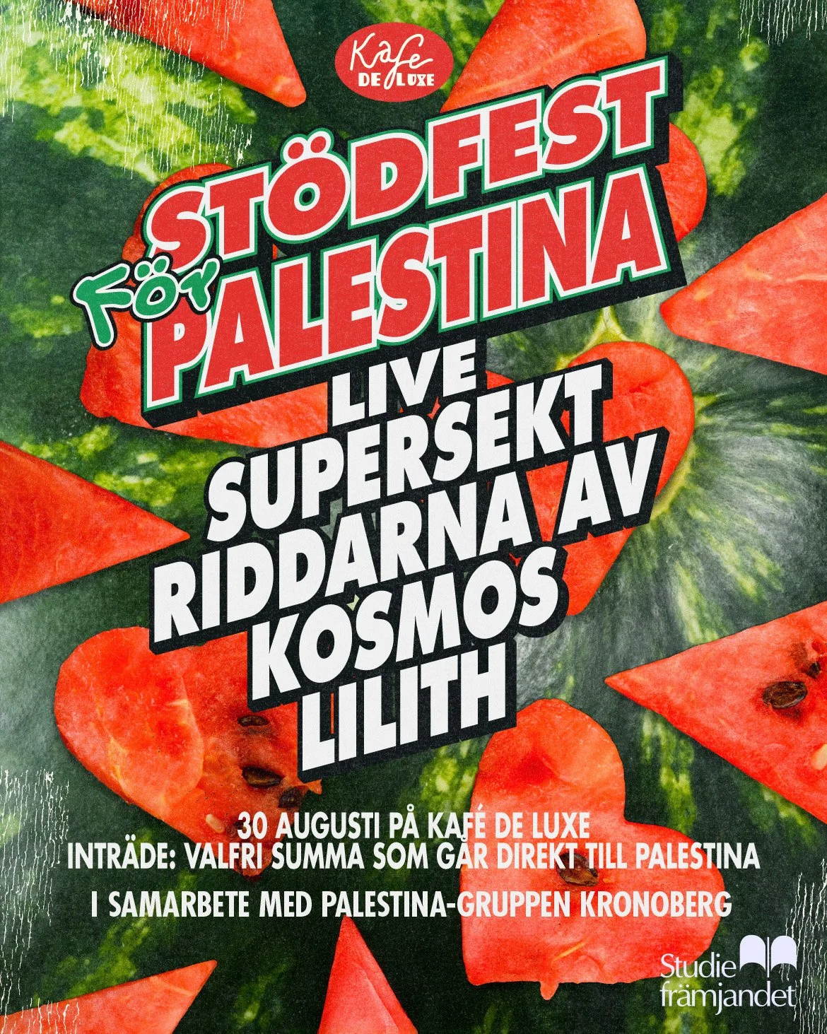 Stödfest för Palestina. Live: SuperSekt, Riddarna Av Kosmos + Lilith