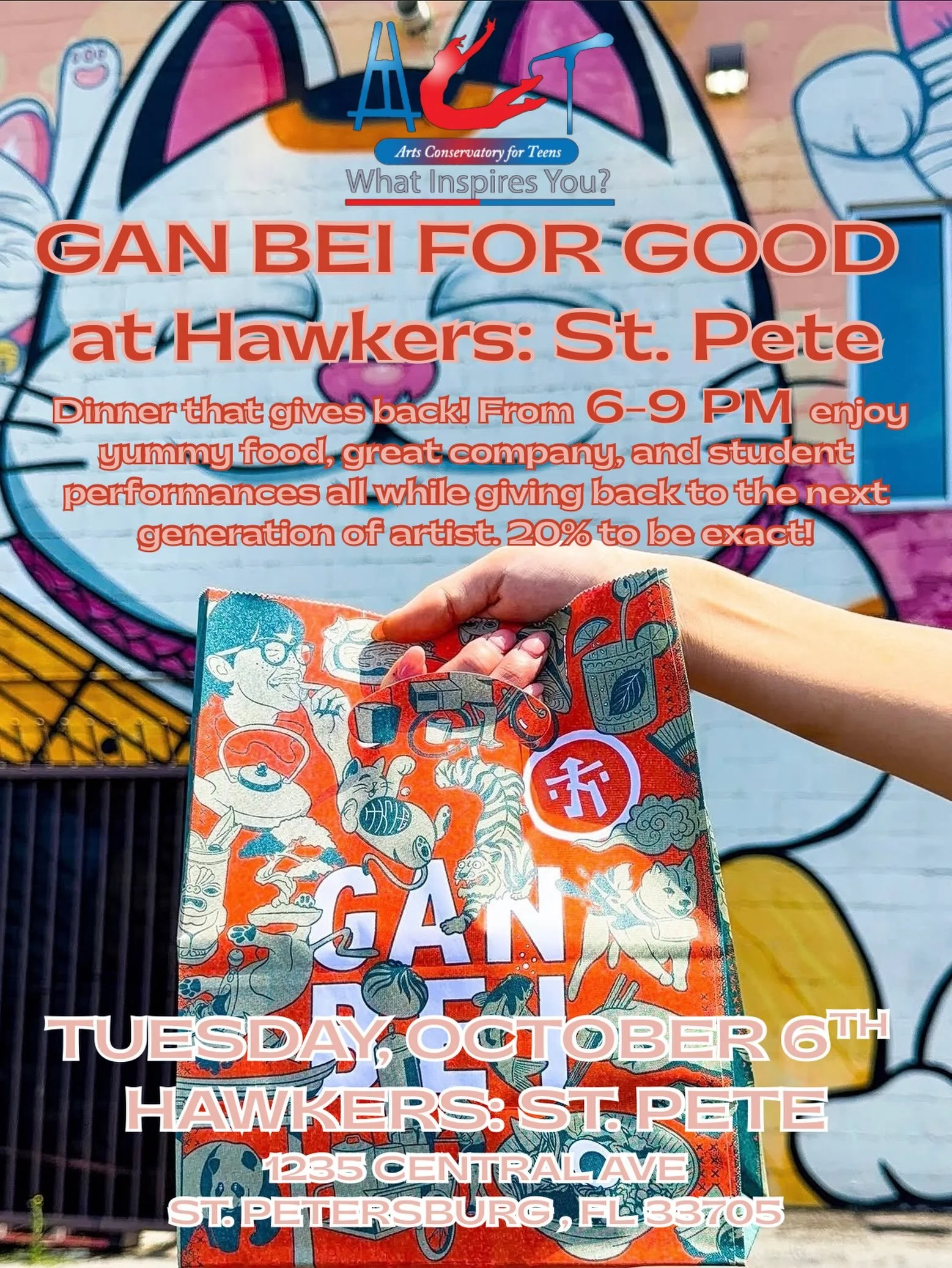 Dinner that gives back. 🥟

Join us at @eathawkers St. Pete on Tuesday, October 6 from 6&ndash;9 PM for Gan Bei for Good!

Enjoy incredible student performance at 6 PM, grab some delicious food, and 20% of your purchase will go directly toward suppor
