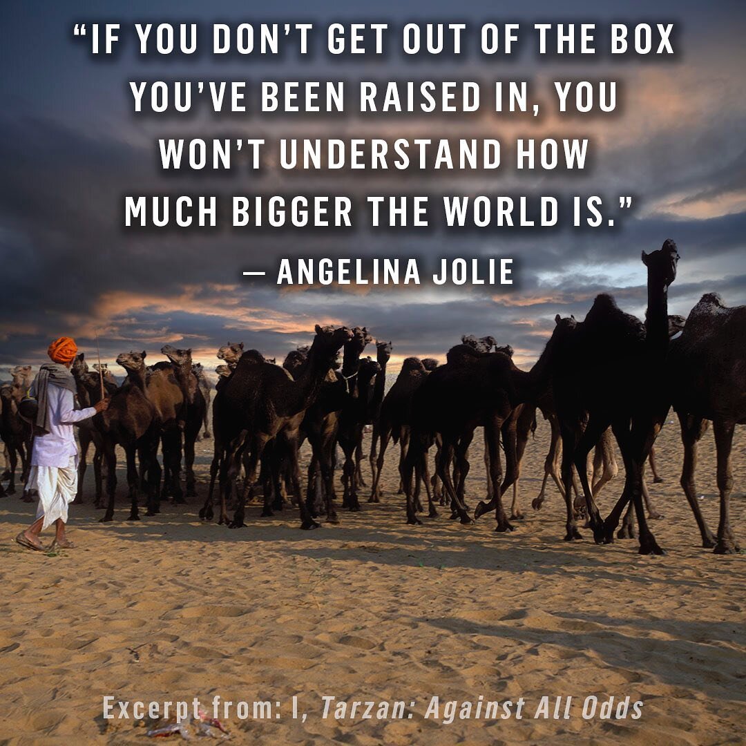 &ldquo;If you don&rsquo;t get out of the box you&rsquo;ve been raised in, you won&rsquo;t understand how much bigger the world is.&rdquo;
&mdash; Angelina Jolie

This quote from Angelina Jolie is also an excerpt from my new memoir &quot;I, Tarzan: Ag