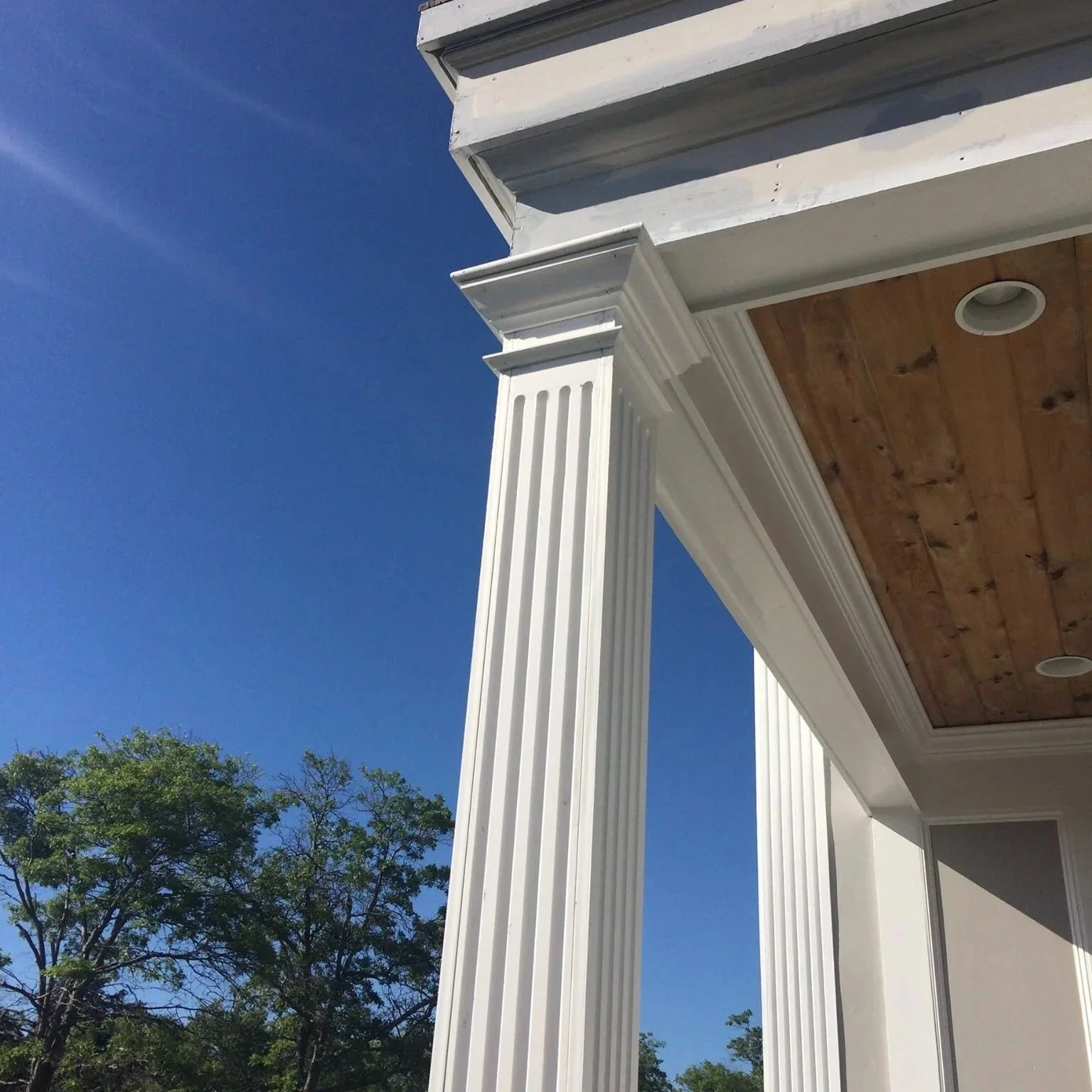 Exterior column restoration and painting North Shore MA