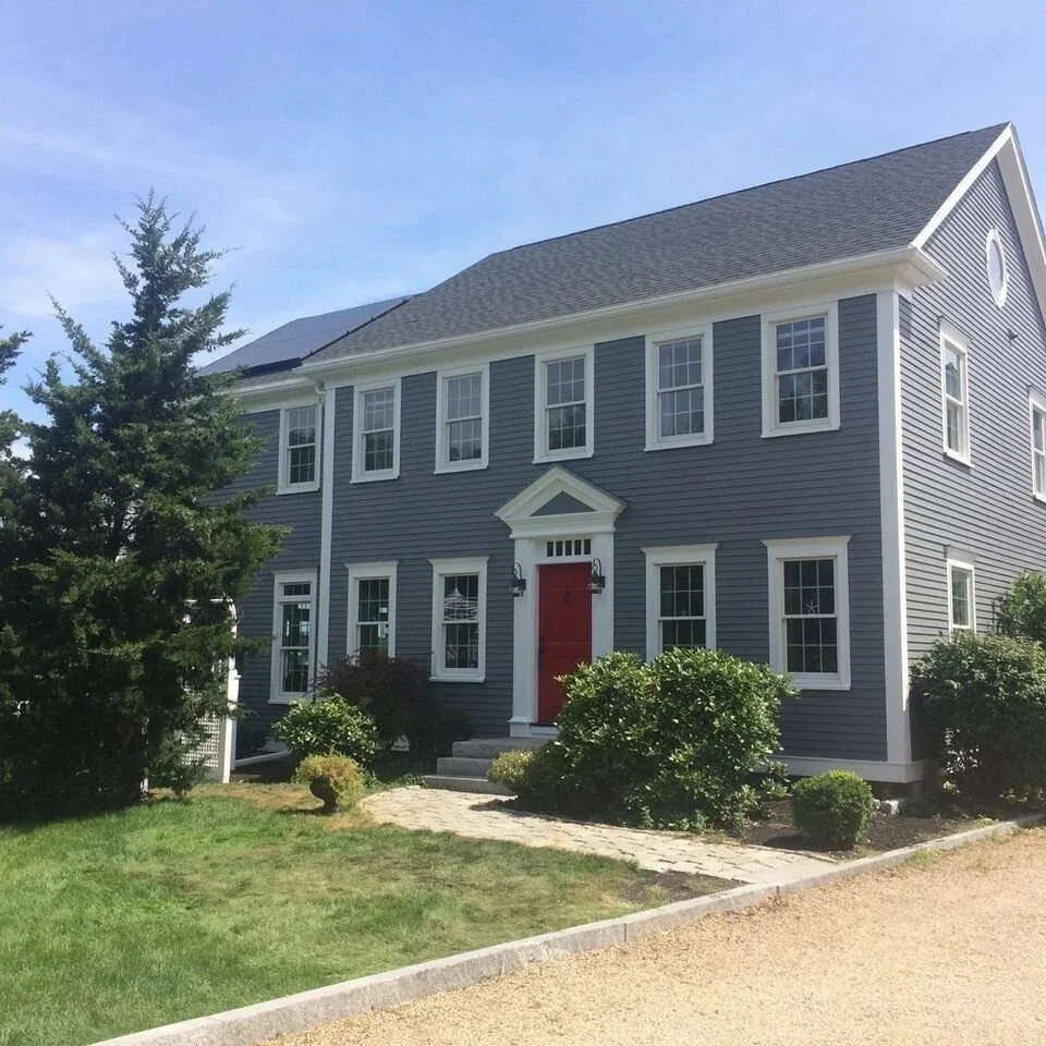 Waterfront Greek Revival exterior painting completed North Shore MA — Albion Contracting