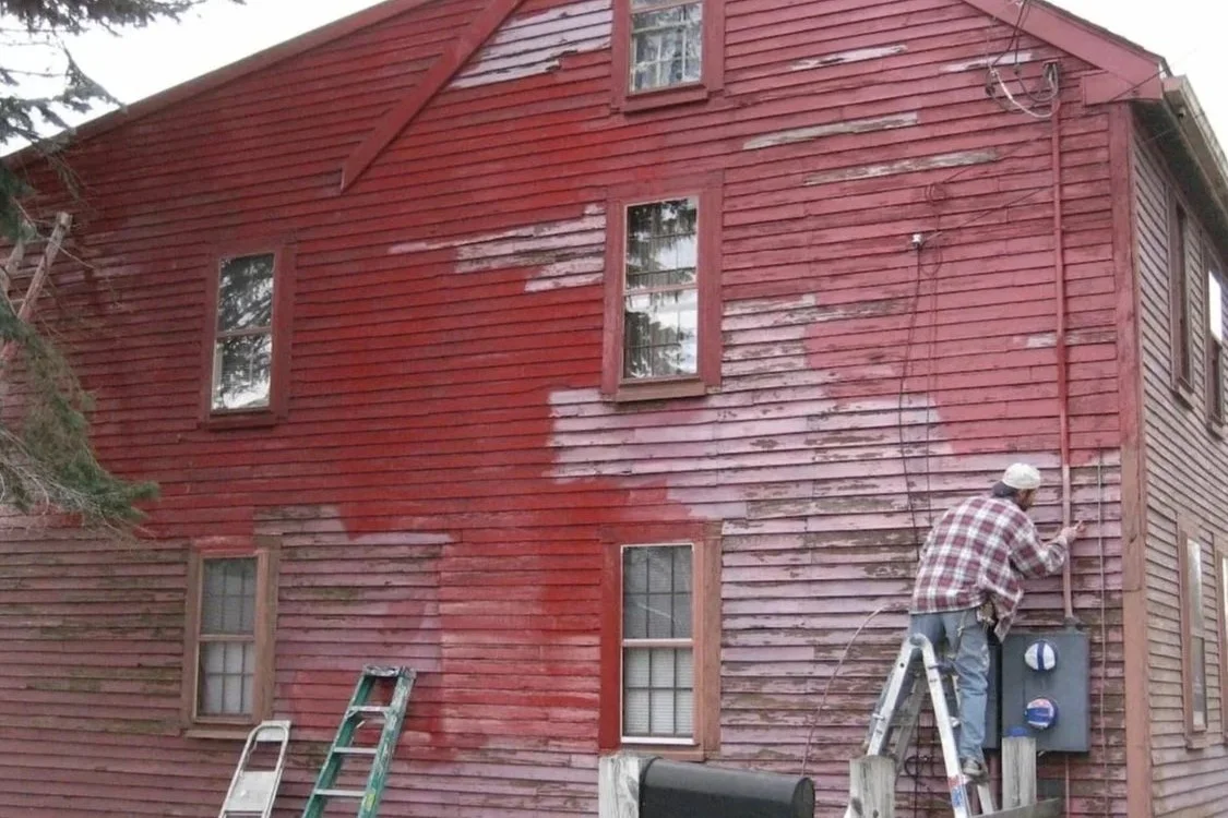 Exterior painting and restoration in progress Ipswich MA North Shore