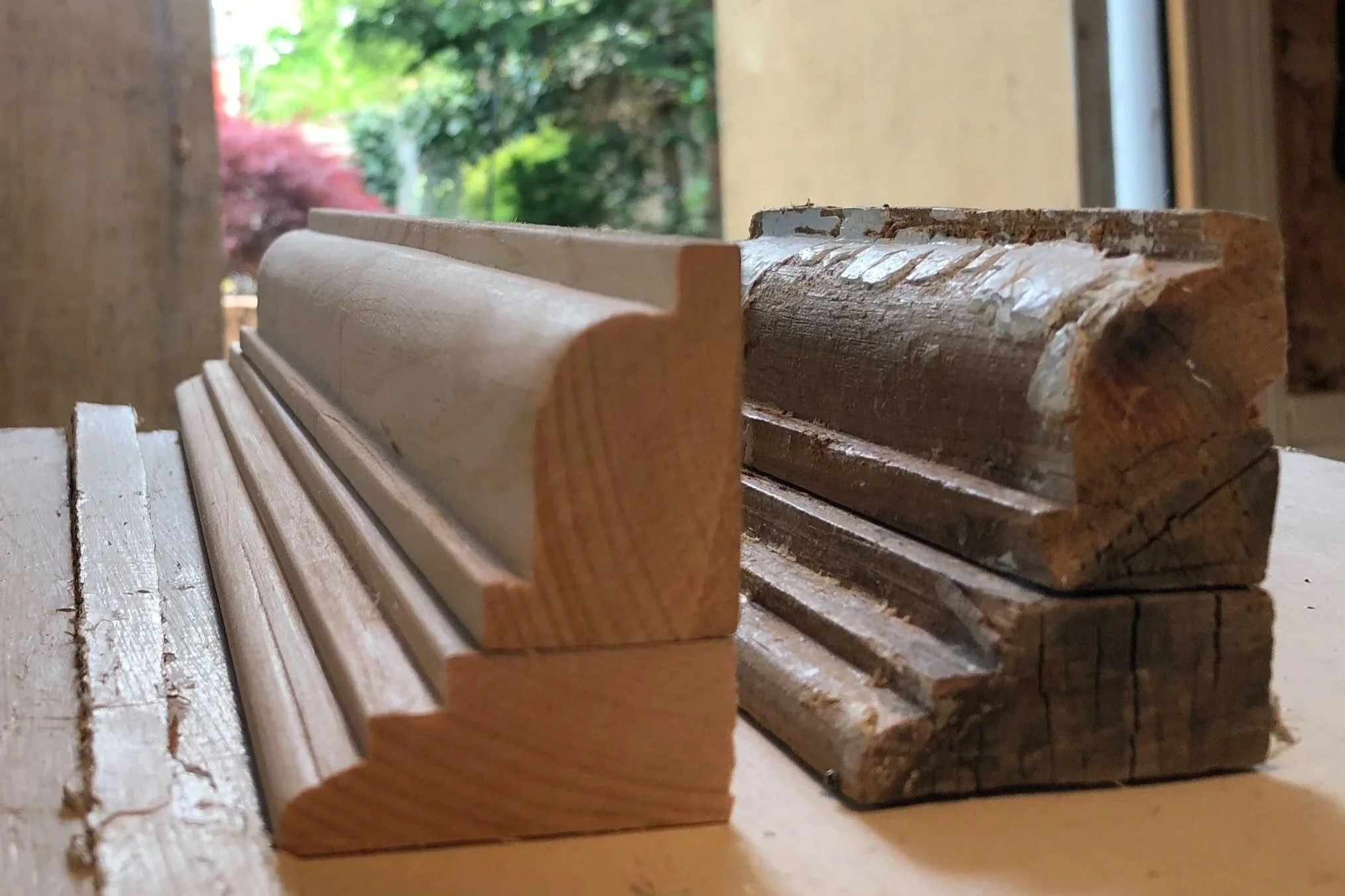 Custom wood molding restoration historic building Hampton NH