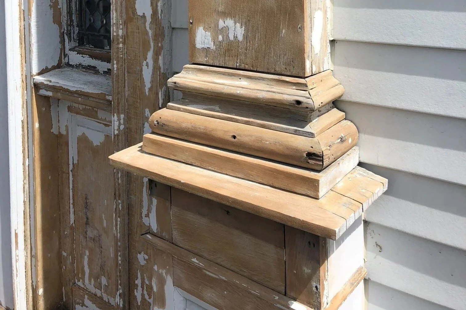 Historic column restoration carpentry Hampton Historical Society NH