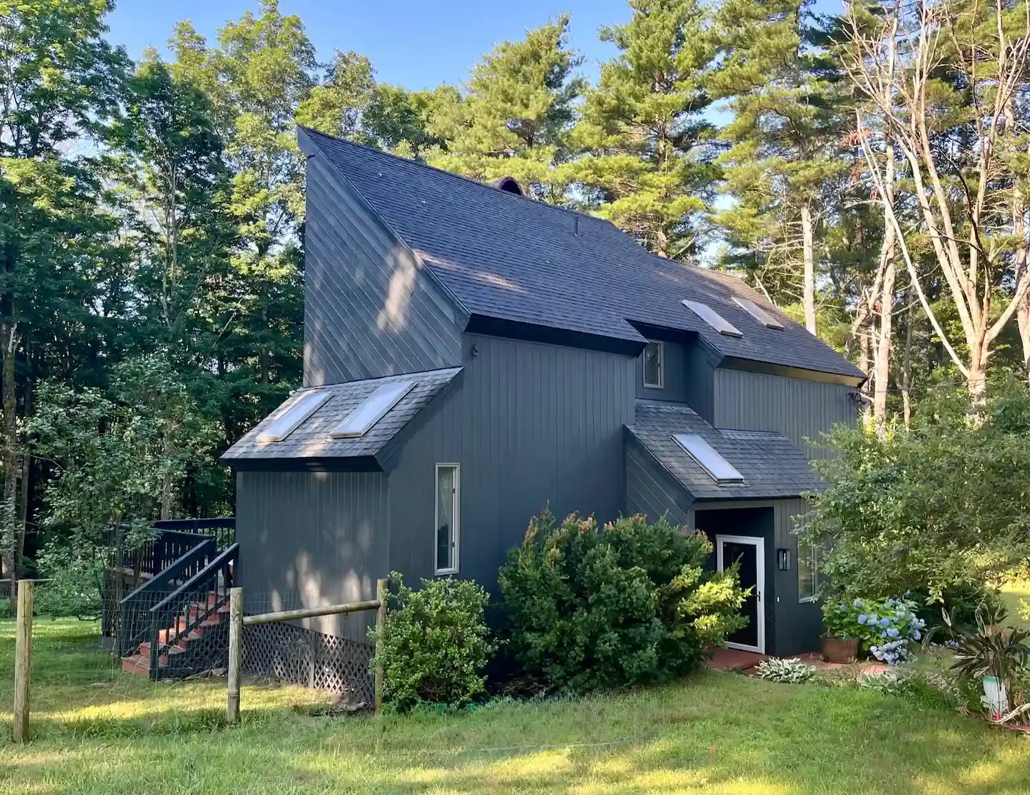 Charcoal exterior painting on contemporary home North Shore MA