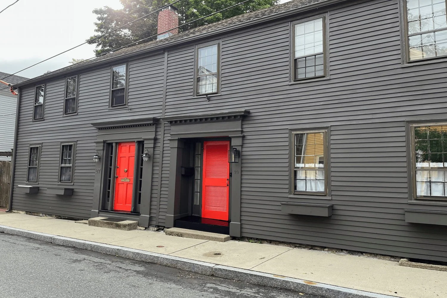 Completed exterior painting on a pre-1978 historic Colonial home in Newburyport MA by Albion Contracting