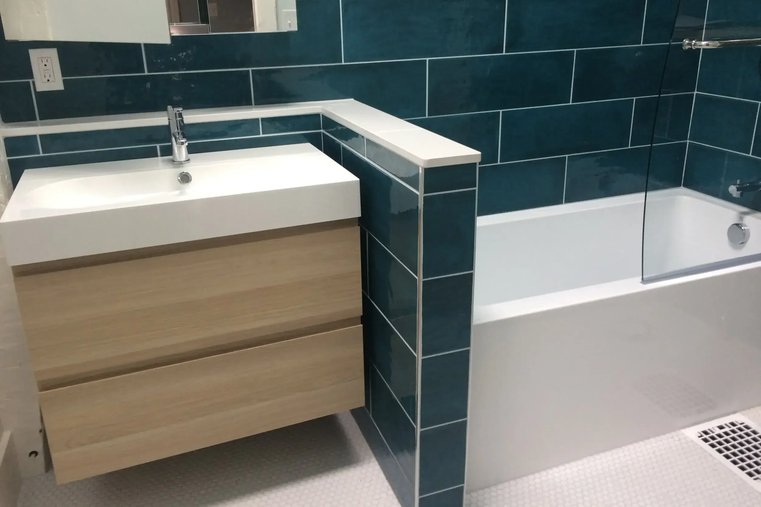 blue tiled bathroom renovation amesbury ma