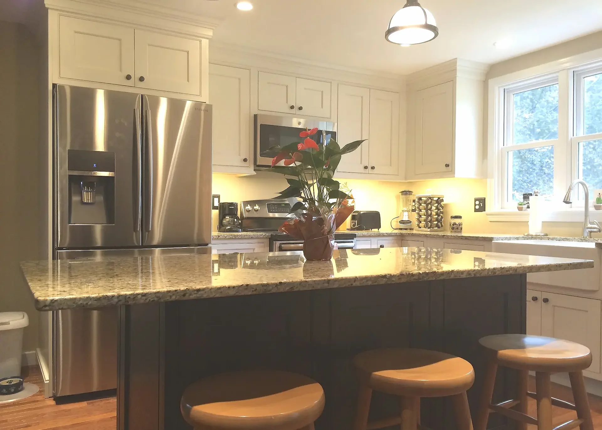 Completed kitchen remodel stainless appliances North Shore MA — Albion Contracting