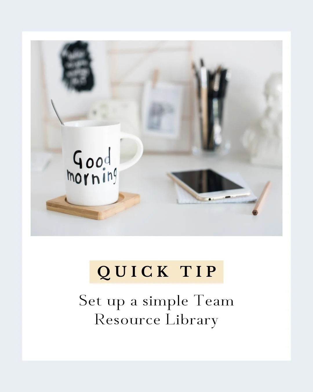 Quick Tip: Set up a simple Team Resource Library 🗂️

It doesn&rsquo;t have to be fancy&mdash;just a central place your team can go to find:
&bull; SOPs + how-tos
&bull; Brand templates
&bull; Tools + logins
&bull; Client onboarding docs
&bull; FAQs 