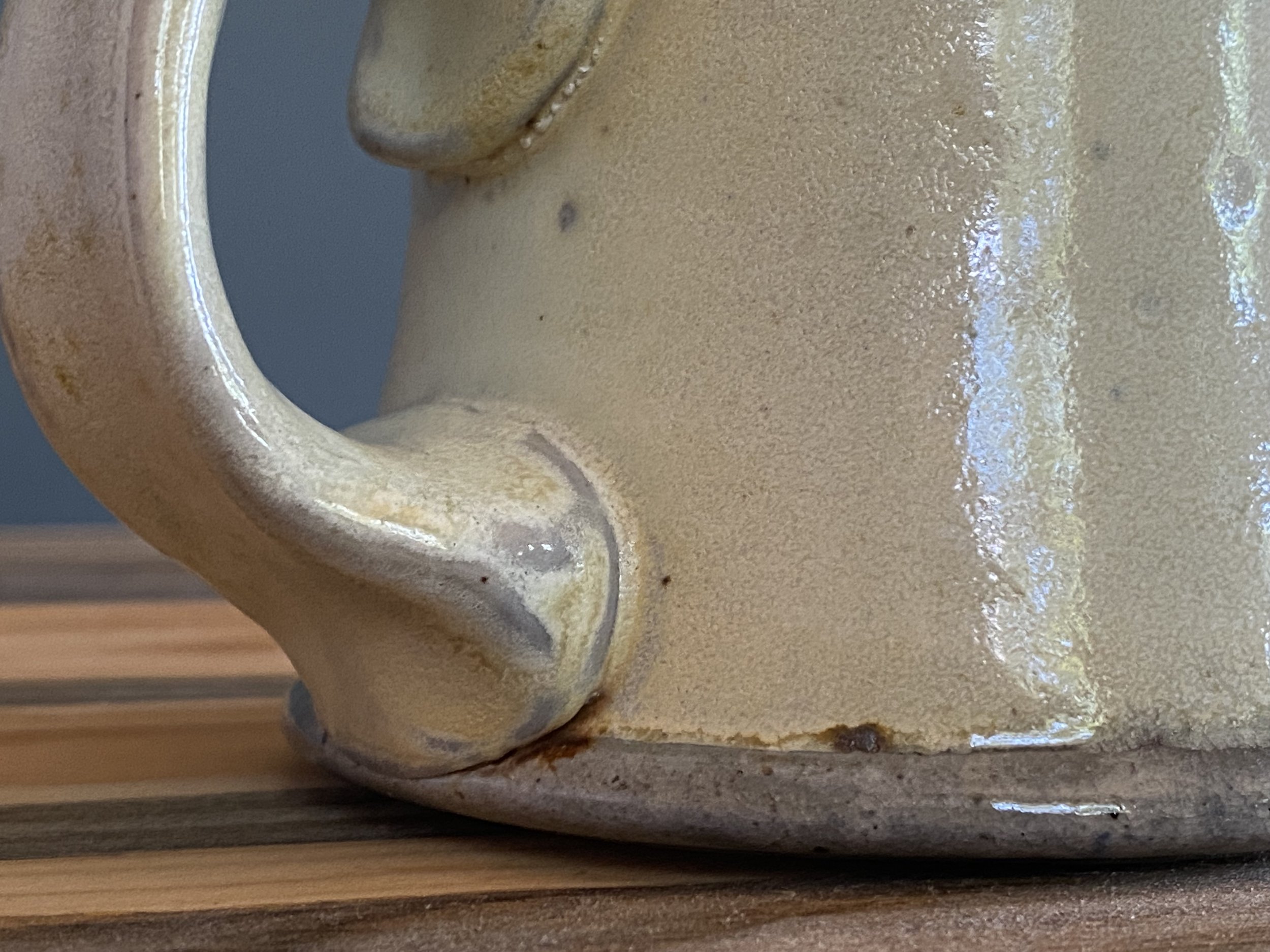 Stoneware mug with yellow salt glaze