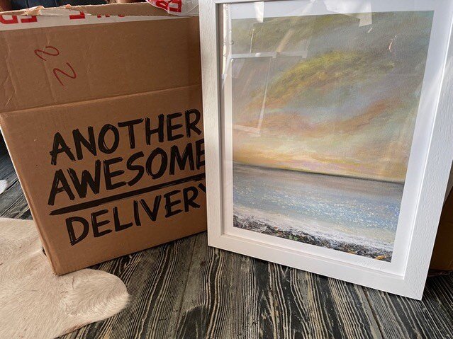 A beautiful framed Fine Art Print arrives with a happy customer. Thank you so much for sharing these pictures. It lovely to see them arriving at their new homes. #thankyou #art #delivery #globally #painting #fineart #framed #seascape #martyndempseyar