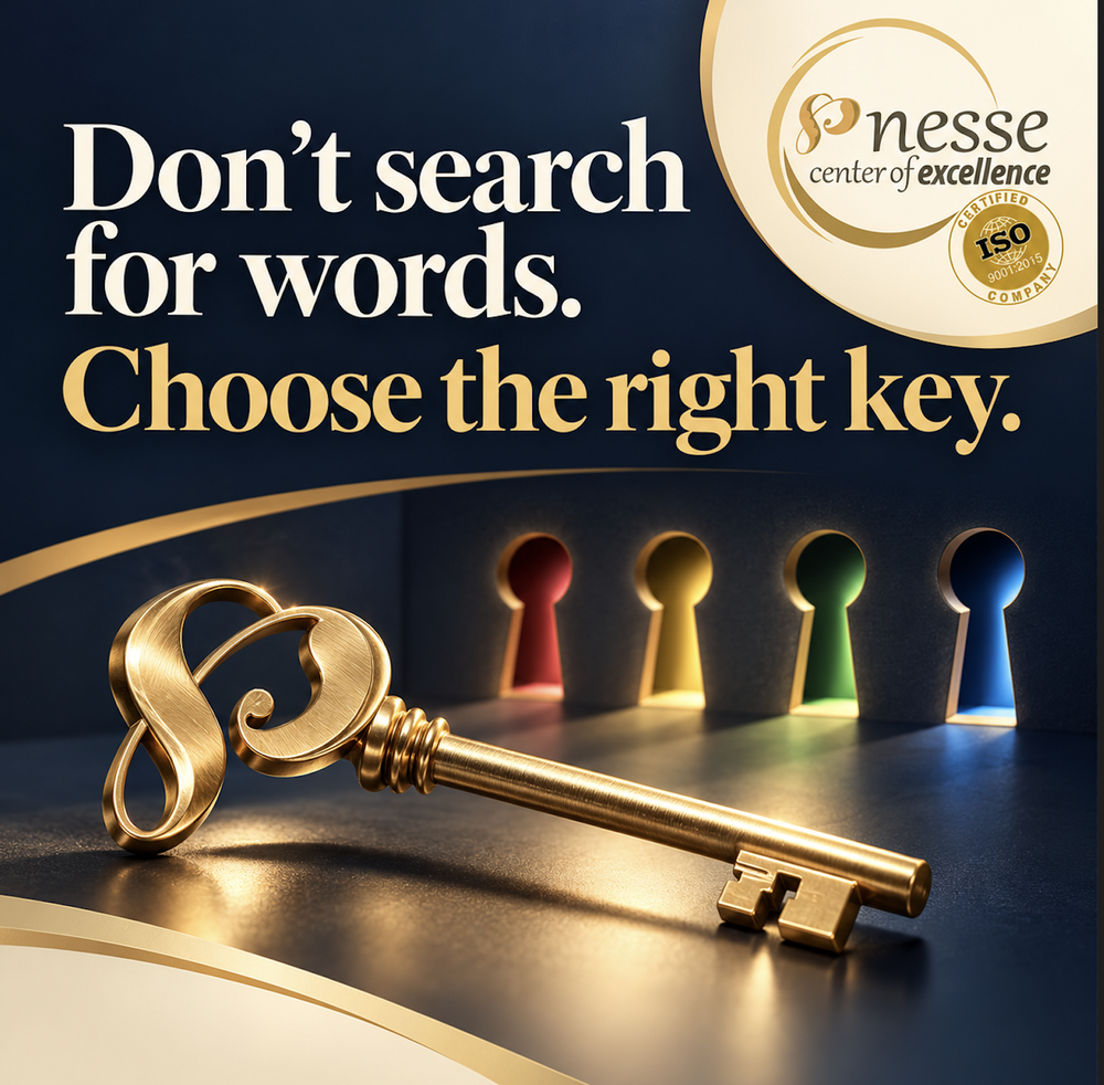 NESSE graphic: Don’t search for words. Choose the right key.