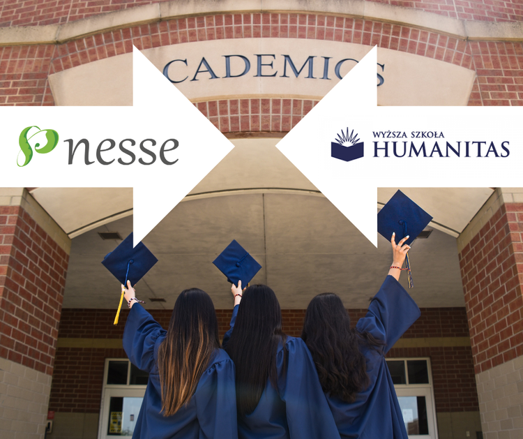 Custom postgraduate programmes – NESSE and WSH Humanitas University, graduates in caps in front of the university