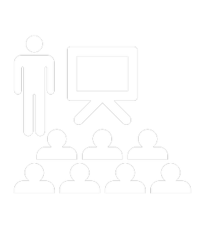 Icon of a trainer and audience – indicator: number of training participants