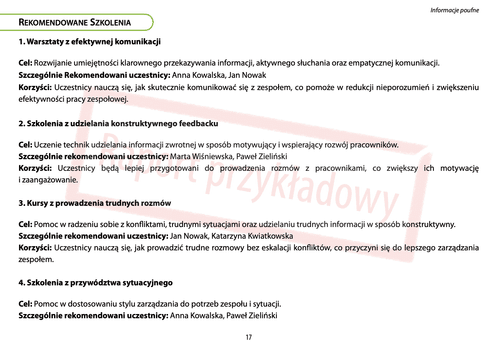 Sample NESSE Competency Development Map report – page 15 (in Polish)