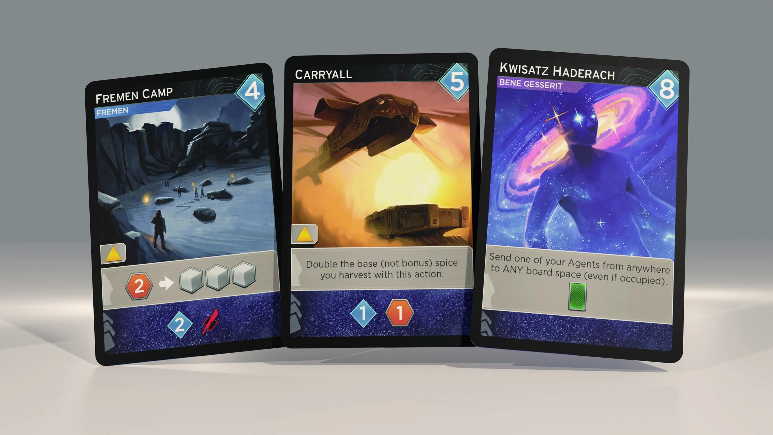 Card frame graphic design. I also did the card illustrations on these three cards
