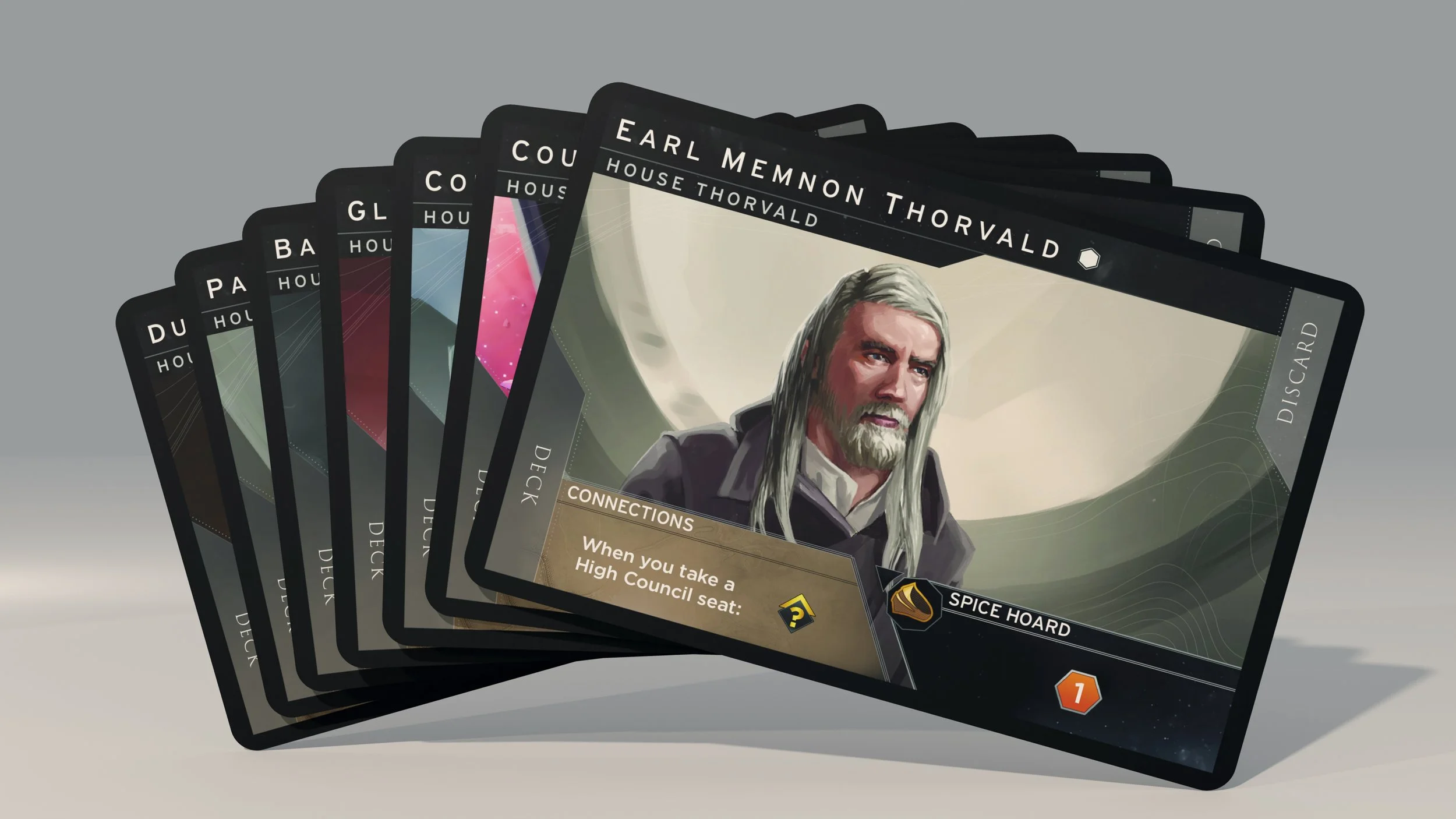 Card frame graphic design and card illustration for Earl Memnon Thorvald