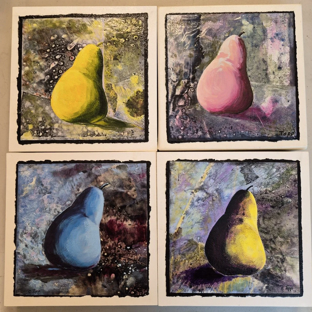 Saskatchewan Artist Cherry Top Set of 4 Pear Art