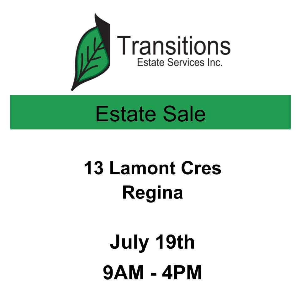 Estate Sale July 19th, 13 Lamont Cres Regina