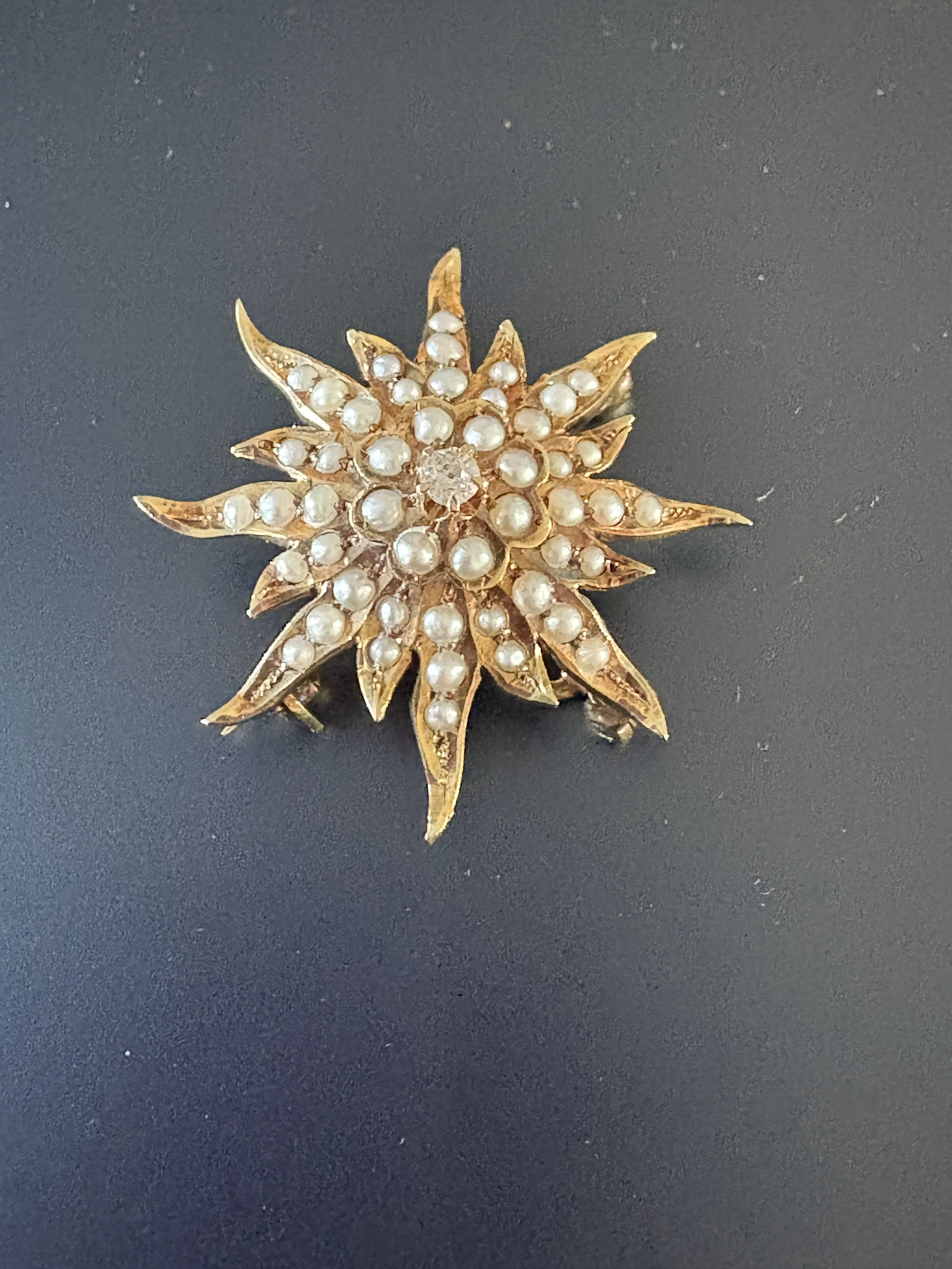 $960 1930's Seed Pearl Convertible 14K Brooch 