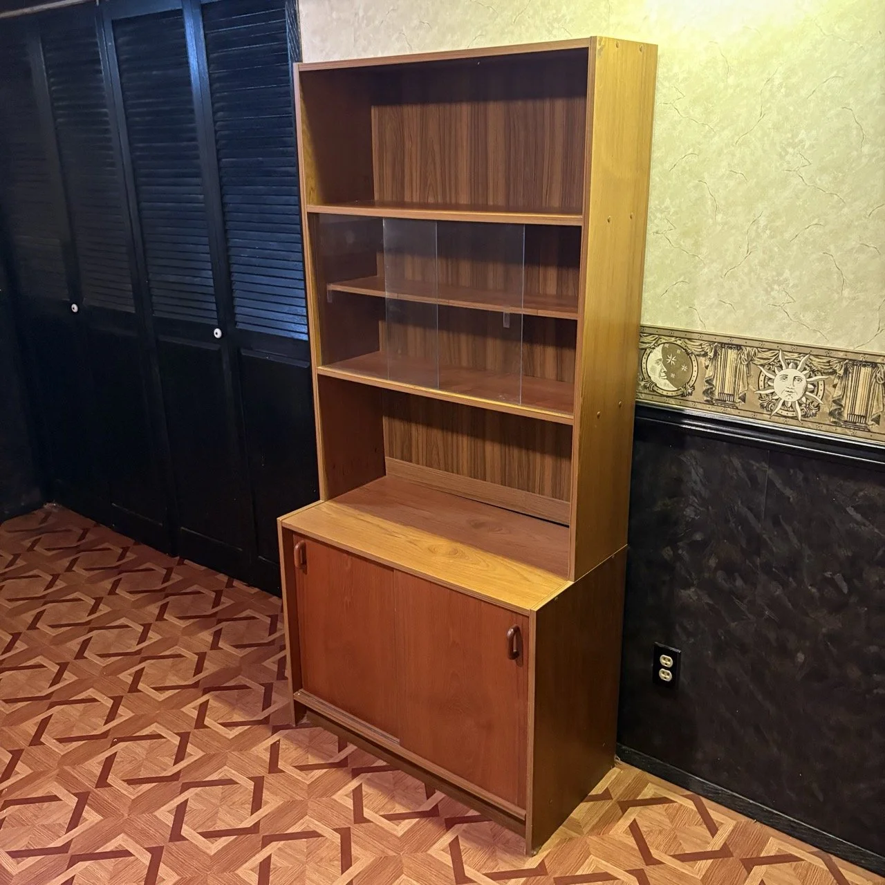 Wooden Cabinet w/ Glass Drawers I