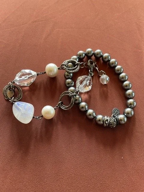 Hillberg and Berk Silver and Glass Rock Bracelets